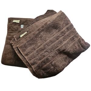 Biltmore Set of 2 Bath Towels Chocolate Brown Ribbed Luxury Hotel Quality